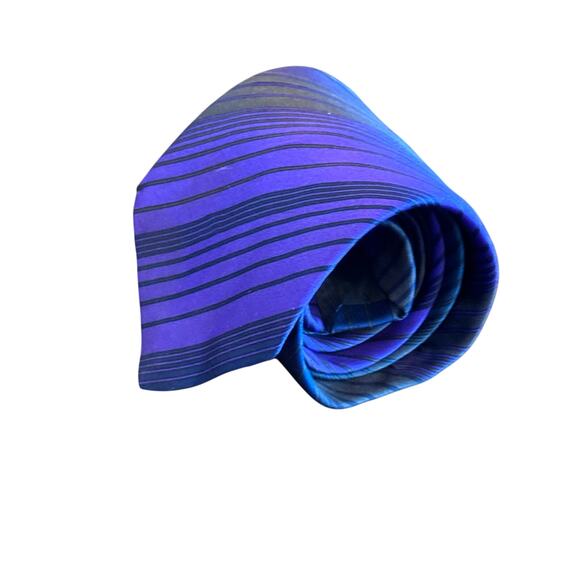 PIERRE BALMAIN Paris Silk Men's Necktie Diagonal Striped Purple Blue - Picture 8 of 9